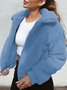 Women Spring/Fall Outerwear Casual Split Joint Plain Long Sleeve Shawl Collar Jacket