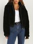 Women Spring/Fall Outerwear Casual Split Joint Plain Long Sleeve Shawl Collar Jacket