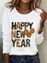 Women Text Letters Long Sleeve Tee T-shirt Crew Neck Casual Spring/Fall Tunic Top