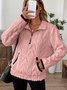 Women Plain Stand Collar Jacquard Casual Spring/Fall Long Sleeve Sweatshirt