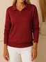 Women Plain Split Joint Winter Street Long Sleeve Shawl Collar Sweater