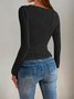 Women Striped Long Sleeve Tee T-shirt Crew Neck Jacquard Casual Spring/Fall Top