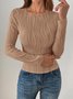Women Striped Long Sleeve Tee T-shirt Crew Neck Jacquard Casual Spring/Fall Top