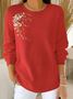 Women Floral Printing Spring/Fall Casual Long Sleeve Crew Neck Sweater