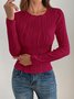 Women Striped Long Sleeve Tee T-shirt Crew Neck Jacquard Casual Spring/Fall Top