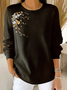 Women Floral Printing Spring/Fall Casual Long Sleeve Crew Neck Sweater