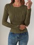 Women Striped Long Sleeve Tee T-shirt Crew Neck Jacquard Casual Spring/Fall Top