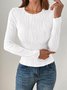 Women Striped Long Sleeve Tee T-shirt Crew Neck Jacquard Casual Spring/Fall Top