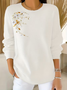 Women Floral Printing Spring/Fall Casual Long Sleeve Crew Neck Sweater