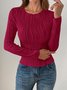 Women Striped Long Sleeve Tee T-shirt Crew Neck Jacquard Casual Spring/Fall Top