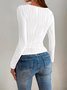 Women Striped Long Sleeve Tee T-shirt Crew Neck Jacquard Casual Spring/Fall Top
