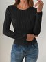 Women Striped Long Sleeve Tee T-shirt Crew Neck Jacquard Casual Spring/Fall Top