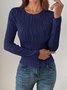 Women Striped Long Sleeve Tee T-shirt Crew Neck Jacquard Casual Spring/Fall Top