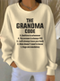 Women Letter Pattern Crew Neck Vintage Spring/Fall Long Sleeve Sweatshirt