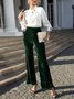 Women Plain Long Elastic Waist Pants Vintage Spring/Fall Trousers