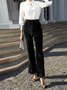 Women Plain Long Elastic Waist Pants Vintage Spring/Fall Trousers