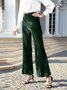 Women Plain Long Elastic Waist Pants Vintage Spring/Fall Trousers