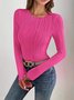 Women Striped Long Sleeve Tee T-shirt Crew Neck Jacquard Casual Spring/Fall Top