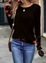 Women Heart/Cordate Long Sleeve Tee T-shirt Crew Neck Casual Spring/Fall Tunic Top