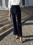 Women Plain Long Elastic Waist Pants Vintage Spring/Fall Trousers