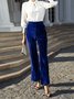 Women Plain Long Elastic Waist Pants Vintage Spring/Fall Trousers