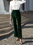 Women Plain Long Elastic Waist Pants Vintage Spring/Fall Trousers