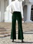 Women Plain Long Elastic Waist Pants Vintage Spring/Fall Trousers
