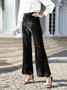 Women Plain Long Elastic Waist Pants Vintage Spring/Fall Trousers