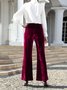 Women Plain Long Elastic Waist Pants Vintage Spring/Fall Trousers