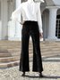 Women Plain Long Elastic Waist Pants Vintage Spring/Fall Trousers
