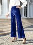 Women Plain Long Elastic Waist Pants Vintage Spring/Fall Trousers