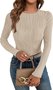 Women Striped Long Sleeve Tee T-shirt Crew Neck Jacquard Casual Spring/Fall Top
