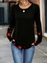 Women Heart/Cordate Long Sleeve Tee T-shirt Crew Neck Casual Spring/Fall Tunic Top