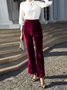 Women Plain Long Elastic Waist Pants Vintage Spring/Fall Trousers
