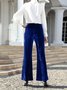 Women Plain Long Elastic Waist Pants Vintage Spring/Fall Trousers
