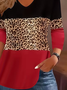 Women Leopard Long Sleeve Tee T-shirt V Neck Printing Casual Spring/Fall Graphic Tee Top