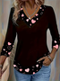 Women Heart/Cordate Long Sleeve Tee T-shirt V Neck Printing Casual Spring/Fall Graphic Tee Top