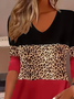 Women Leopard Long Sleeve Tee T-shirt V Neck Printing Casual Spring/Fall Graphic Tee Top