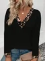 Women Leopard Long Sleeve Tee T-shirt V Neck Printing Casual Spring/Fall Graphic Tee Top