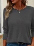 Women Plain Long Sleeve Tee T-shirt Crew Neck Printing Casual Spring/Fall Graphic Tee Top