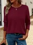 Women Plain Long Sleeve Tee T-shirt Crew Neck Printing Casual Spring/Fall Graphic Tee Top