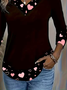 Women Heart/Cordate Long Sleeve Tee T-shirt V Neck Printing Casual Spring/Fall Graphic Tee Top