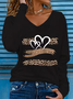 Women Leopard Long Sleeve Tee T-shirt V Neck Printing Casual Spring/Fall Graphic Tee Top
