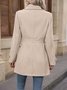 Women Spring/Fall Outerwear Casual Split Joint Plain Long Sleeve Shawl Collar Jacket