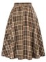 Women Casual Plaid Pleated Spring/Fall Skirt