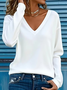 Women Plain Long Sleeve Tee T-shirt V Neck Printing Casual Spring/Fall Graphic Tee Top
