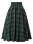 Women Casual Plaid Pleated Spring/Fall Skirt