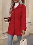 Women Spring/Fall Outerwear Casual Split Joint Plain Long Sleeve Shawl Collar Jacket