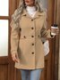 Women Spring/Fall Outerwear Casual Split Joint Plain Long Sleeve Shawl Collar Jacket