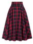 Women Casual Plaid Pleated Spring/Fall Skirt